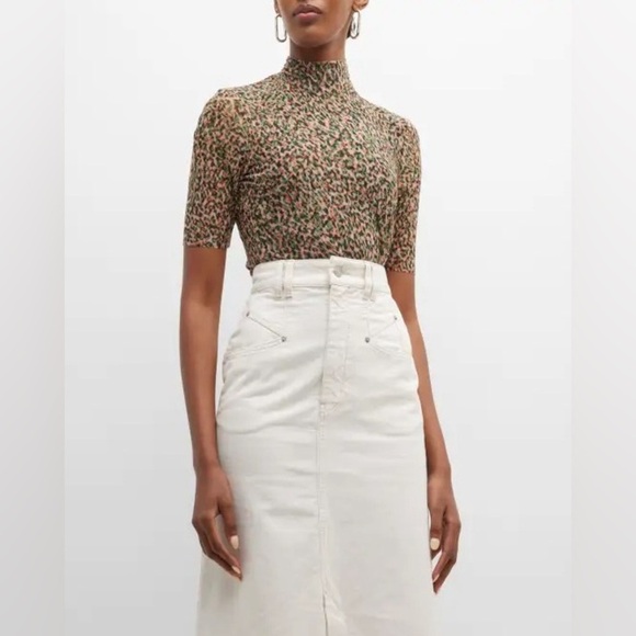 JOHNNY WAS Bianca Mock Neck Printed Mesh Top in Multi Size Large - Picture 1 of 10